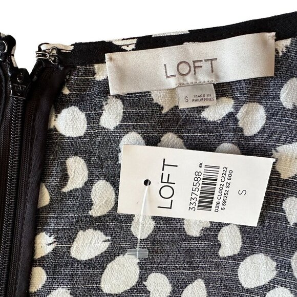 NWT Loft Polka Dot Black White Flutter Sleeve Short Dress Womens Small - Picture 6 of 7